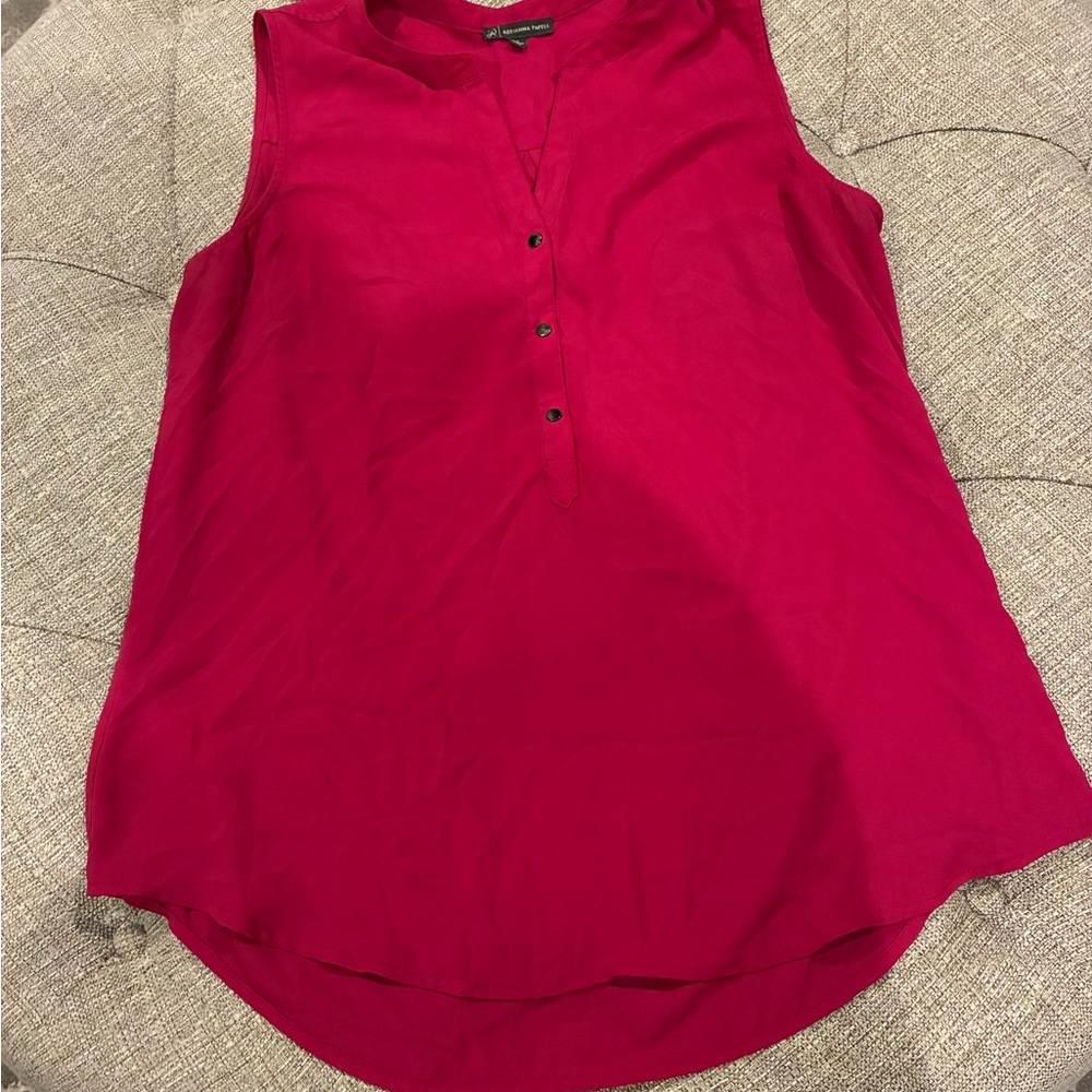 Adrianna Papell Pink Sleeveless Blouse with Mandarin Collar